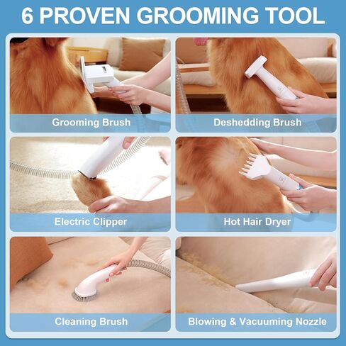 مجموعة العناية بالكلاب من باوهاوس، شفط 99% لازالة شعر الحيوانات الاليفة 6 في 1 مع كوب غبار بسعة كبيرة 4 لتر، ماكينة حلاقة وتشذيب الكلاب والقطط المتساقطة in Kuwait