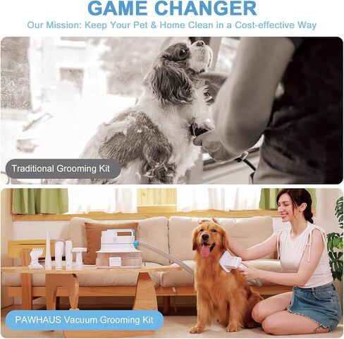 مجموعة العناية بالكلاب من باوهاوس، شفط 99% لازالة شعر الحيوانات الاليفة 6 في 1 مع كوب غبار بسعة كبيرة 4 لتر، ماكينة حلاقة وتشذيب الكلاب والقطط المتساقطة in Kuwait