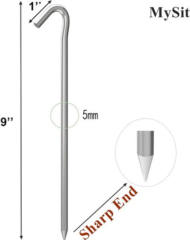 MySit 9" Tent Stakes Inflatable Stake 15 Pack, Heavy Duty Galvanized Metal Tent Pegs Garden Staples Ground Pins Camping Fence Hooks for Inflatables, Outdoor Garden Christmas Decorations, Trap in Kuwait