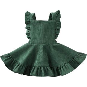 Karuedoo Baby Girls Velvet Suspender Skirt Infant Toddler Ruffled Casual Strap Sundress Summer Outfit Clothes in Kuwait