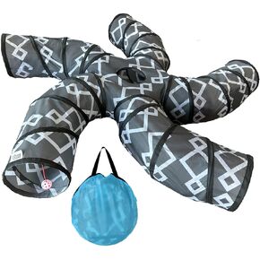Katdad 5-Way Cat Tunnel with Bag - Fun Cat Toys - Dog Tunnel, Rabbit Tunnel or Ferret Tunnel - Mid-Century Design in Kuwait