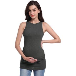 V VOCNI Maternity Tank Tops Women's Sleeveless Racerback High Neck Casual Ribbed Fitted Tops Cami Top Shirt Pregnancy Tee in Kuwait