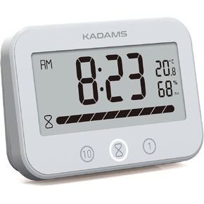 KADAMS Timer Digital Kitchen Timer Clock for Cooking Classroom Kids Bathroom Shower Magnetic Countdown Count Up Productivity Timer, Waterproof with LCD Display Progress Bar Hanging Suction Cup, White in Kuwait