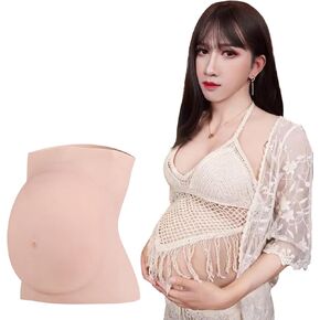 BodhiTCM Artificial Silicone fake Pregnancy Belly Lifelike Skin fale Pregnant belly for Actor Performance Maternity 6 and 9 Months (Nude, 6 months)
