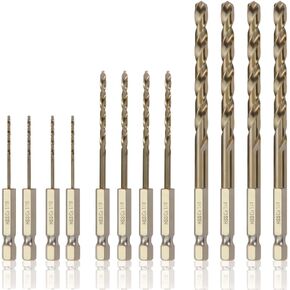 12 قطعة لقمة ثقب ساق سداسية، 1/16 1/8 1/4 مجموعة لقمة مثقاب من الفولاذ عالي السرعة من التيتانيوم للصلب، لقمة ثقب صغيرة سريعة التغيير للمعادن in Kuwait