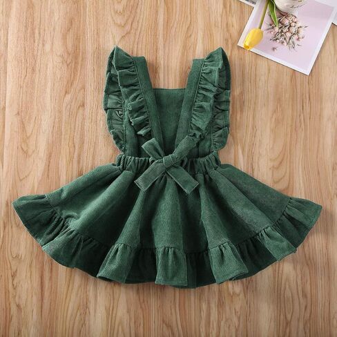 Karuedoo Baby Girls Velvet Suspender Skirt Infant Toddler Ruffled Casual Strap Sundress Summer Outfit Clothes in Saudi Arabia