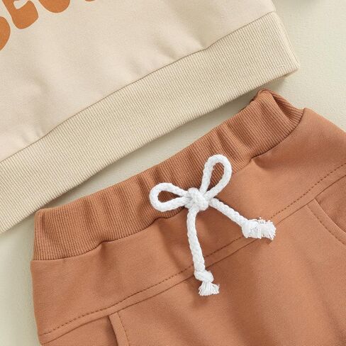 Meiweileya Infant Toddler Baby Girl Boy Fall Winter Clothes Long Sleeve Funny Letters Sweatshirt Pullover Tops Pants Set in Kuwait