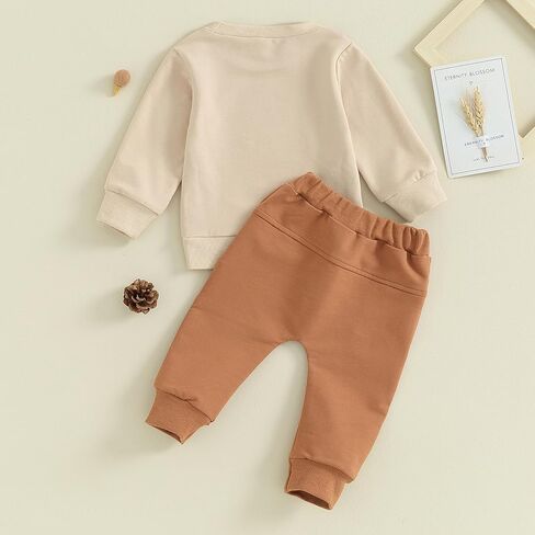 Meiweileya Infant Toddler Baby Girl Boy Fall Winter Clothes Long Sleeve Funny Letters Sweatshirt Pullover Tops Pants Set in Kuwait