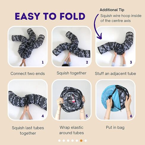 Katdad 5-Way Cat Tunnel with Bag - Fun Cat Toys - Dog Tunnel, Rabbit Tunnel or Ferret Tunnel - Mid-Century Design in Kuwait