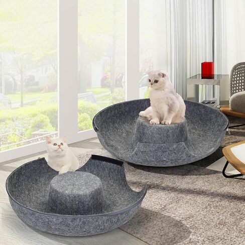 كهف بيكابو للقطط من بيتيزر مقاس 24 بوصة، سرير نفق كبير للقطط للقطط الداخلية، بيت قطط مستدير قابل للفصل لمخبأ القطط، نفق دونات للقطط قابل للغسل للقطط المتعددة والقطط الكبيرة (24 بوصة، رمادي فاتح) in Kuwait