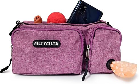 ALTYALTA EZ Dog Walking Fanny Pack، حقيبة علاج تدريب الكلاب، سهلة المشي مع الكلاب، حقيبة حزام وموزع أكياس النفايات (مزيج أسود) in Kuwait