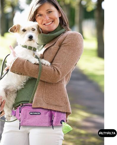 ALTYALTA EZ Dog Walking Fanny Pack، حقيبة علاج تدريب الكلاب، سهلة المشي مع الكلاب، حقيبة حزام وموزع أكياس النفايات (مزيج أسود) in Kuwait