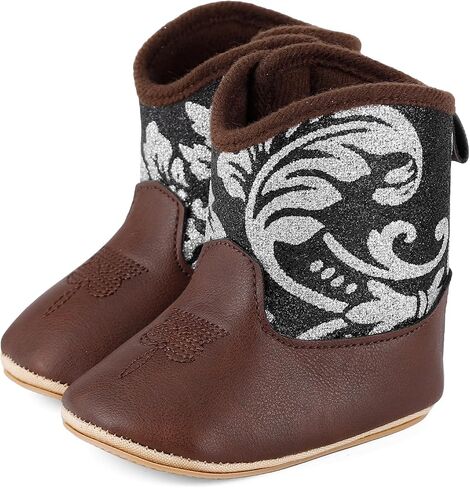 MK MATT KEELY Leather Western Boots Cowboy Bootie Soft Sole Non-Slip Crib Shoes for Baby Infant Toddler Girls Boys Newborn in Saudi Arabia
