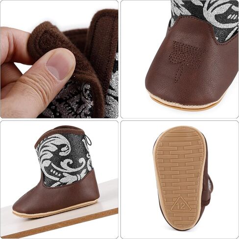 MK MATT KEELY Leather Western Boots Cowboy Bootie Soft Sole Non-Slip Crib Shoes for Baby Infant Toddler Girls Boys Newborn in Saudi Arabia