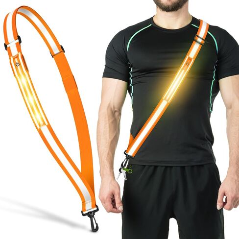 Ylzzrs LED Reflective Belt Sash Walking Gear,Safety Lights for Walkers at Night,High Visibility Safety Rechargeable Reflective Running Gear for Men Women Kids Night Dog Walking Gear in Kuwait