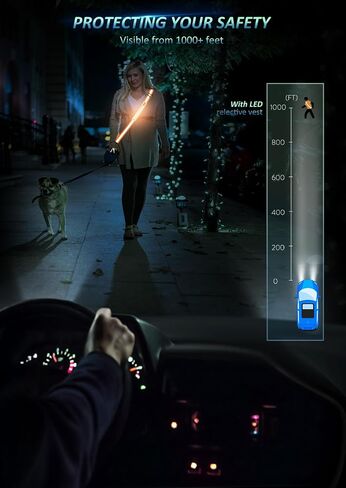 Ylzzrs LED Reflective Belt Sash Walking Gear,Safety Lights for Walkers at Night,High Visibility Safety Rechargeable Reflective Running Gear for Men Women Kids Night Dog Walking Gear in Kuwait