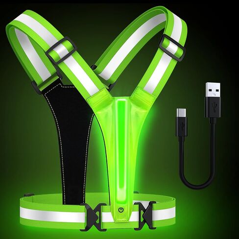 Fokia Kunbio LED Reflective Running Vest Gear,Light Up Vest Runners Night Walking USB Rechargeable,Up to 11hrs Light with Adjustable Waist/Shoulder for Women Men Kids in Kuwait