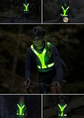 Fokia Kunbio LED Reflective Running Vest Gear,Light Up Vest Runners Night Walking USB Rechargeable,Up to 11hrs Light with Adjustable Waist/Shoulder for Women Men Kids in Kuwait