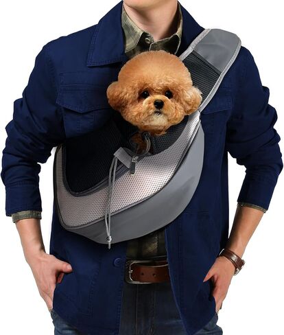 Pet Dog Sling Carrier, Breathable Mesh Adjustable Puppy Sling Carrier Hand Free for Small Dog Cat, M, Rose in Kuwait