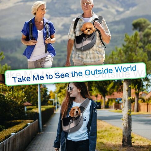 Pet Dog Sling Carrier, Breathable Mesh Adjustable Puppy Sling Carrier Hand Free for Small Dog Cat, M, Rose in Kuwait