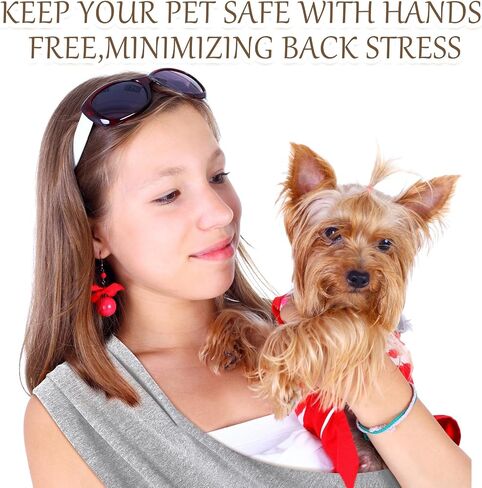 Dog Sling Carriers, Cat Wrap Carrier Chest, Front Facing Dog Sling, Hands Free, Size Adjustable, Soft Cotton, Swaddle Bag for Outdoor(Light Grey) in Kuwait