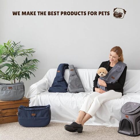 حامل حبال الكلاب من RETRO PUG للكلاب الصغيرة والمتوسطة، والقطط - حامل حبال للحيوانات الأليفة - حقيبة حمل جرو للسفر - حقيبة للكلاب - حزام كتف قابل للتعديل - محفظة حمل - 15 إلى 20 رطلاً in Kuwait