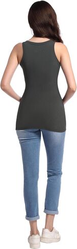 V VOCNI Maternity Tank Tops Women's Sleeveless Racerback High Neck Casual Ribbed Fitted Tops Cami Top Shirt Pregnancy Tee in Kuwait