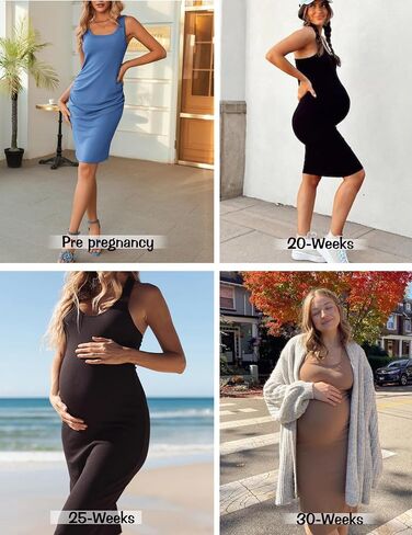 Ekouaer المرأة الصيف فستان حمل الجانب Ruching بلا أكمام Bodycon فستان لطيف الحمل S-XXL in Saudi Arabia