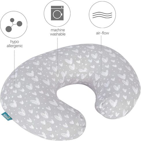 Cotton Nursing Pillow Cover Compatible with Boppy Pillow 2-Pack | 100% Jersey Cotton, Soft & Breathable, Machine Washable, Fits Standard Nursing Pillows, Stars & Hearts Print in Saudi Arabia