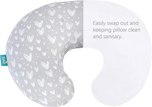 Cotton Nursing Pillow Cover Compatible with Boppy Pillow 2-Pack | 100% Jersey Cotton, Soft & Breathable, Machine Washable, Fits Standard Nursing Pillows, Stars & Hearts Print in Saudi Arabia