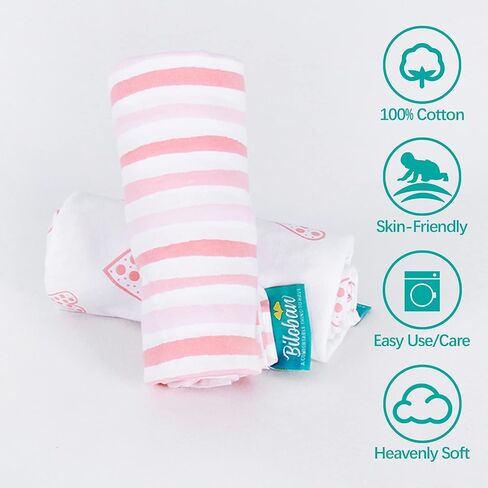 Cotton Nursing Pillow Cover Compatible with Boppy Pillow 2-Pack | 100% Jersey Cotton, Soft & Breathable, Machine Washable, Fits Standard Nursing Pillows, Stars & Hearts Print in Saudi Arabia