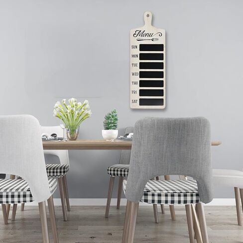 لوحة حائط على شكل سبورة خبز، مخطط قائمة أسبوعي من خشب المزرعة للمطبخ وغرفة الطعام، 8.625 بوصة عرض × 23.625 بوصة ارتفاع in Kuwait