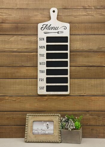 لوحة حائط على شكل سبورة خبز، مخطط قائمة أسبوعي من خشب المزرعة للمطبخ وغرفة الطعام، 8.625 بوصة عرض × 23.625 بوصة ارتفاع in Kuwait