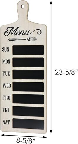 لوحة حائط على شكل سبورة خبز، مخطط قائمة أسبوعي من خشب المزرعة للمطبخ وغرفة الطعام، 8.625 بوصة عرض × 23.625 بوصة ارتفاع in Kuwait