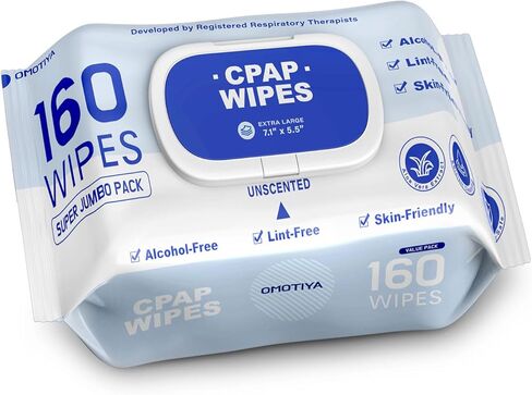 مناديل قناع CPAP من OMOTIYA - عبوة كبيرة جدًا مكونة من 160 قطعة - مناديل تنظيف رطبة جدًا وكبيرة جدًا للقناع ومعدات CPAP ومستلزماتها، عبوة واحدة in Kuwait