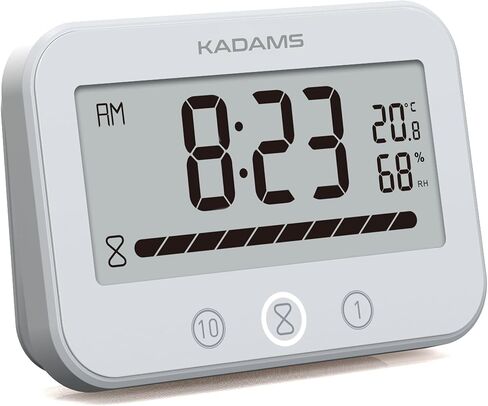 KADAMS Timer Digital Kitchen Timer Clock for Cooking Classroom Kids Bathroom Shower Magnetic Countdown Count Up Productivity Timer, Waterproof with LCD Display Progress Bar Hanging Suction Cup, White in Kuwait
