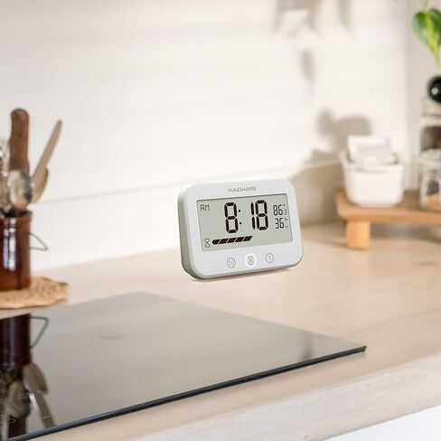 KADAMS Timer Digital Kitchen Timer Clock for Cooking Classroom Kids Bathroom Shower Magnetic Countdown Count Up Productivity Timer, Waterproof with LCD Display Progress Bar Hanging Suction Cup, White in Kuwait