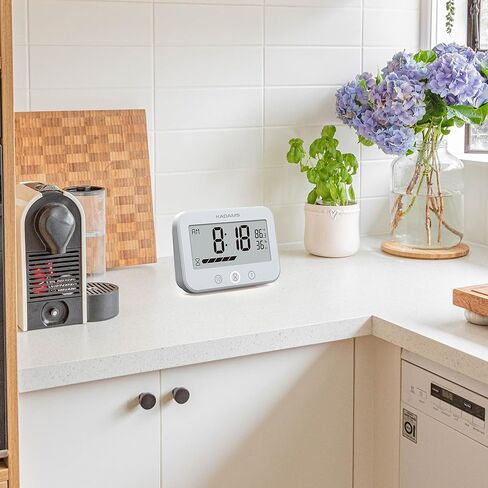 KADAMS Timer Digital Kitchen Timer Clock for Cooking Classroom Kids Bathroom Shower Magnetic Countdown Count Up Productivity Timer, Waterproof with LCD Display Progress Bar Hanging Suction Cup, White in Kuwait