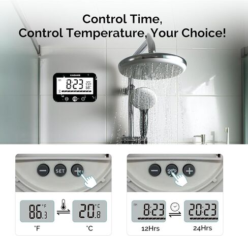 KADAMS Timer Digital Kitchen Timer Clock for Cooking Classroom Kids Bathroom Shower Magnetic Countdown Count Up Productivity Timer, Waterproof with LCD Display Progress Bar Hanging Suction Cup, White in Kuwait