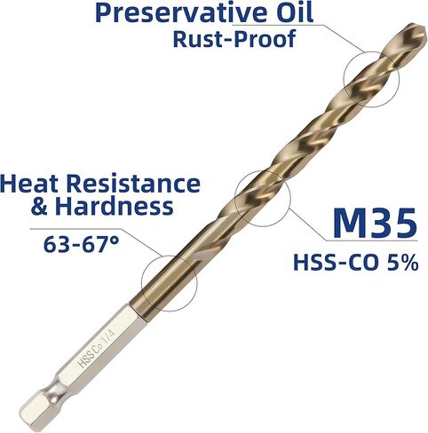 12 قطعة لقمة ثقب ساق سداسية، 1/16 1/8 1/4 مجموعة لقمة مثقاب من الفولاذ عالي السرعة من التيتانيوم للصلب، لقمة ثقب صغيرة سريعة التغيير للمعادن in Kuwait
