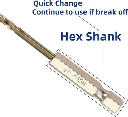 12 قطعة لقمة ثقب ساق سداسية، 1/16 1/8 1/4 مجموعة لقمة مثقاب من الفولاذ عالي السرعة من التيتانيوم للصلب، لقمة ثقب صغيرة سريعة التغيير للمعادن in Kuwait