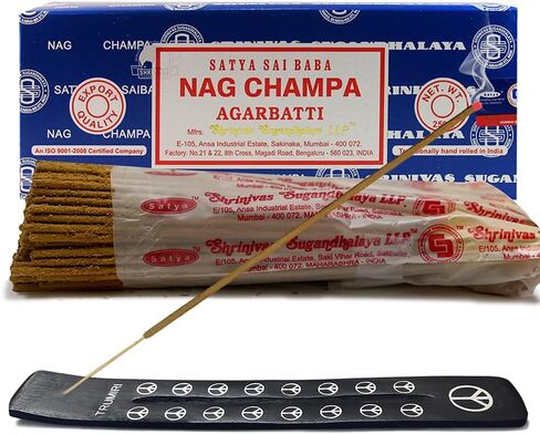 حزمة حامل عصا البخور من TRUMIRI مع Satya Sai Baba Nagchampa 250 جرام من أعواد البخور السائبة Nag Champa Agarbatti - عبوة من 1 (حوالي 250 عصا بخور) in Kuwait