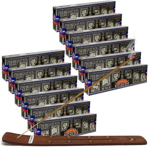 حزمة حامل عصا البخور من TRUMIRI مع Satya Sai Baba Nagchampa 250 جرام من أعواد البخور السائبة Nag Champa Agarbatti - عبوة من 1 (حوالي 250 عصا بخور) in Kuwait