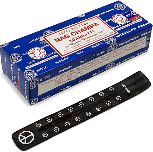 حزمة حامل عصا البخور من TRUMIRI مع Satya Sai Baba Nagchampa 250 جرام من أعواد البخور السائبة Nag Champa Agarbatti - عبوة من 1 (حوالي 250 عصا بخور) in Kuwait