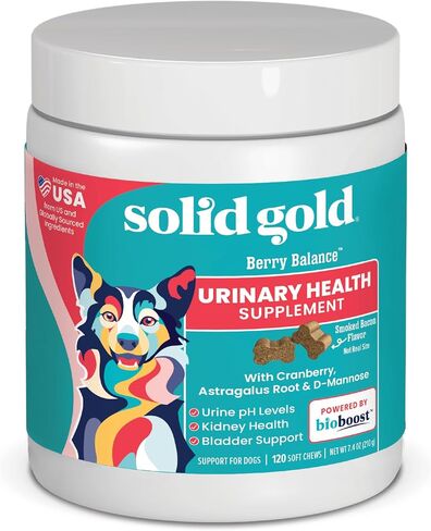 Solid Gold Cranberry Supplement for Dogs & Cats for Urinary Tract Health - Berry Balance Chews UTI + Bladder + Kidney Support for Cats and Dogs with Antioxidants in Kuwait