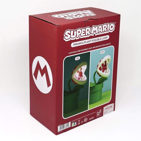مصباح نبات Paladone Super Mario Bros Piranha، مصباح مكتب LED برأس متحرك، مرخص رسميًا من Nintendo، بطول 33 سم يعمل بمنفذ USB in Saudi Arabia