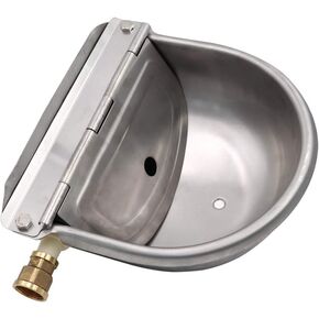 MACGOAL Stainless Steel Water Trough for Animals with Drain Plug and Connector, Automatic Float Water Bowl for Dogs Livestock in Kuwait