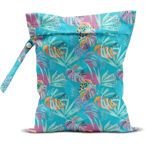 Wet Dry Bag, Wet Bag for Swimsuit, Travel, Beach, Pool, Diapers, Dirty Gym Clothes, Makeup Bag, Camping Accessories, Waterproof Reusable Jungle Tropical Leaves Cheetah Print in Saudi Arabia