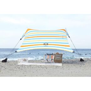خيمة الشاطئ من Neso Tents مع مرساة رملية، مظلة شمسية محمولة - مقاس 7 × 7 بوصات - زوايا معززة حاصلة على براءة اختراع (قوس قزح) in Kuwait