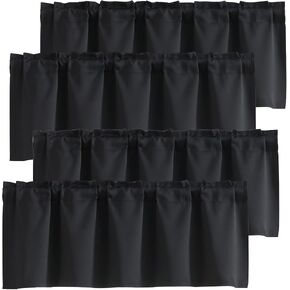 Luvyohmee Black Valances for Windows - Window Valances for Living Room, Valance Curtains for Bedroom/Kitchen/Bathroom/Cafe/Basement/Laundry, 1 Panel Rod Pocket 52" x 18" in Kuwait